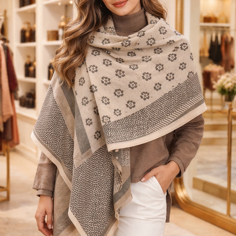 Elegant Floral Patterned Shawl